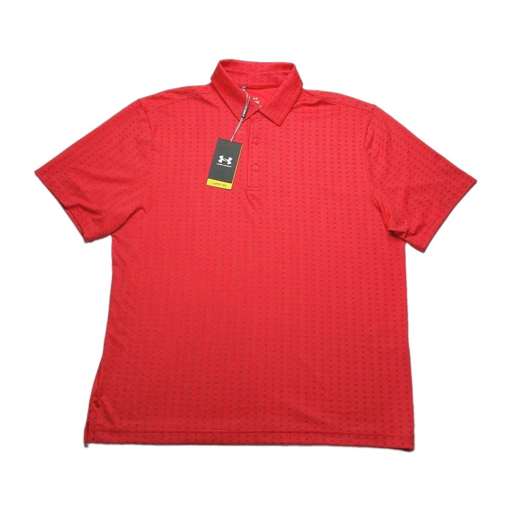 Under Armour Polo Shirt Mens Large UPF 30 Anti Odor Golf Performance Red